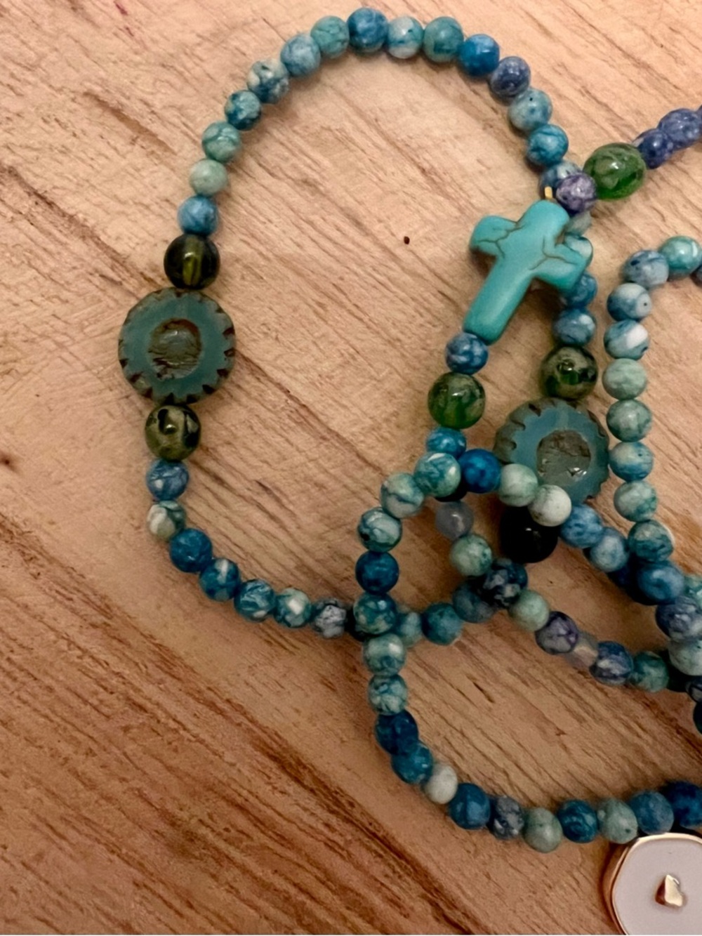 Bee/Heart Charm Turquoise Beaded Bracelets - Picture 2 of 4